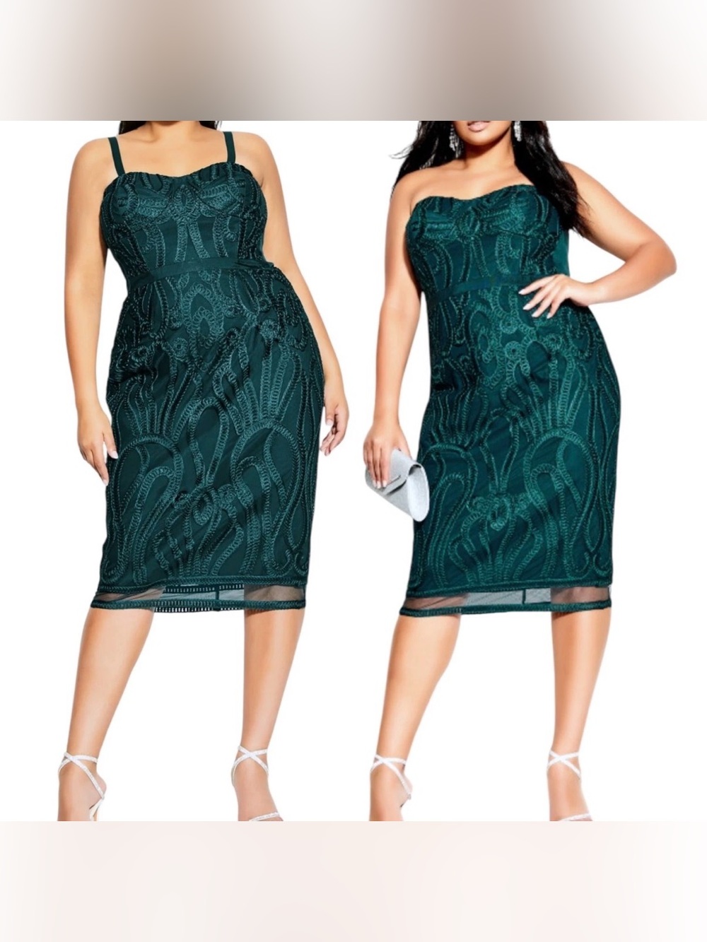 CITY CHIC Antonia Emerald Dress Women‎ Size 16W Strapless Party Elegant Cocktail